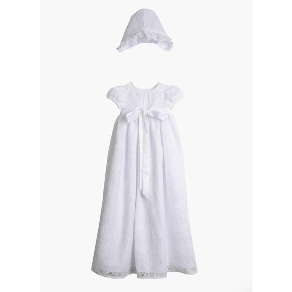 Pippa + Julie NWT White Christening Gown & Cap Infant White 12 Month - Picture 1 of 4